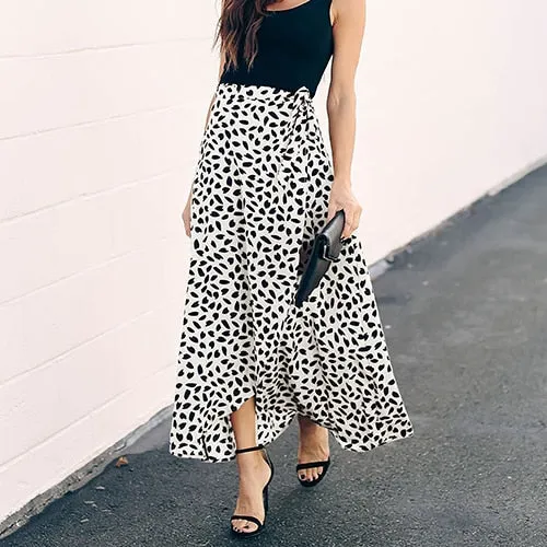 Aesthetic Polka Dot High-Waist Maxi Skirt