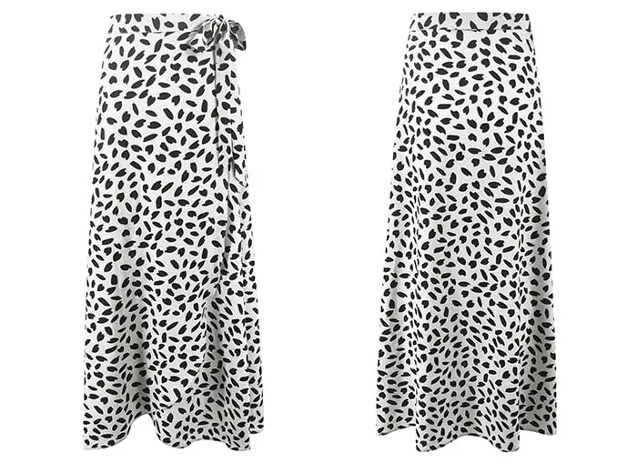 Aesthetic Polka Dot High-Waist Maxi Skirt