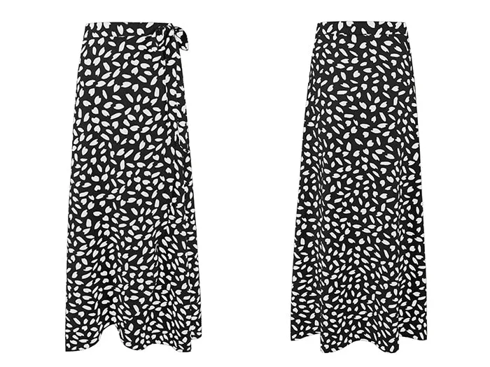 Aesthetic Polka Dot High-Waist Maxi Skirt