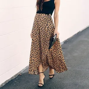 Aesthetic Polka Dot High-Waist Maxi Skirt
