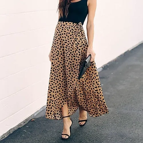 Aesthetic Polka Dot High-Waist Maxi Skirt