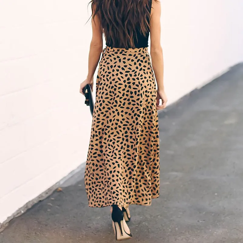 Aesthetic Polka Dot High-Waist Maxi Skirt