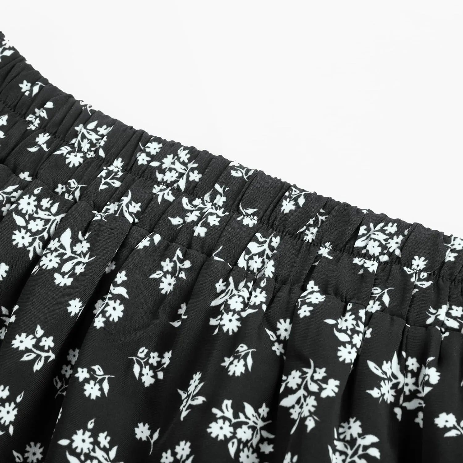 Belle Poque Women's Floral Skirts with Pockets Flowy High Waisted A Line Ruffle Skirt Midi Length for Spring Summer 2025