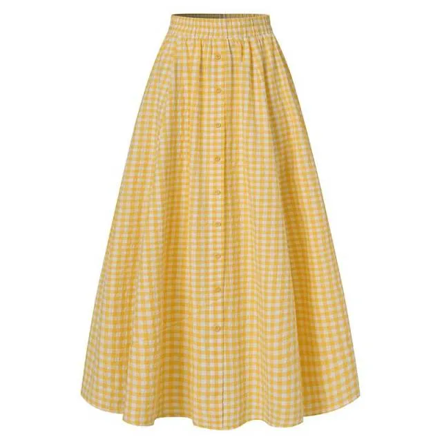 Bohemian Plaid A-Line Maxi Skirt