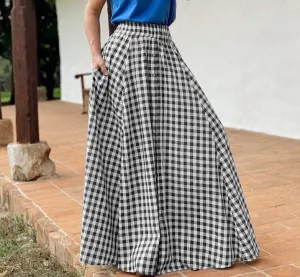 Bohemian Plaid A-Line Maxi Skirt