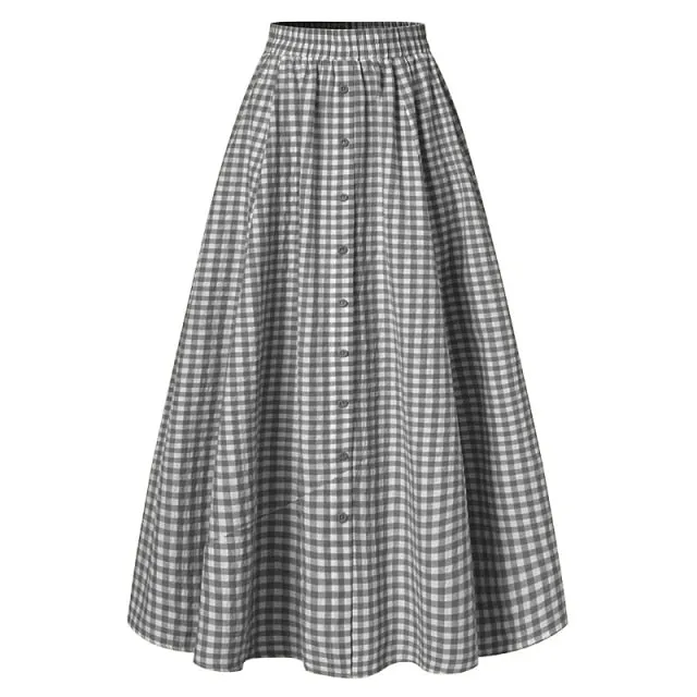 Bohemian Plaid A-Line Maxi Skirt