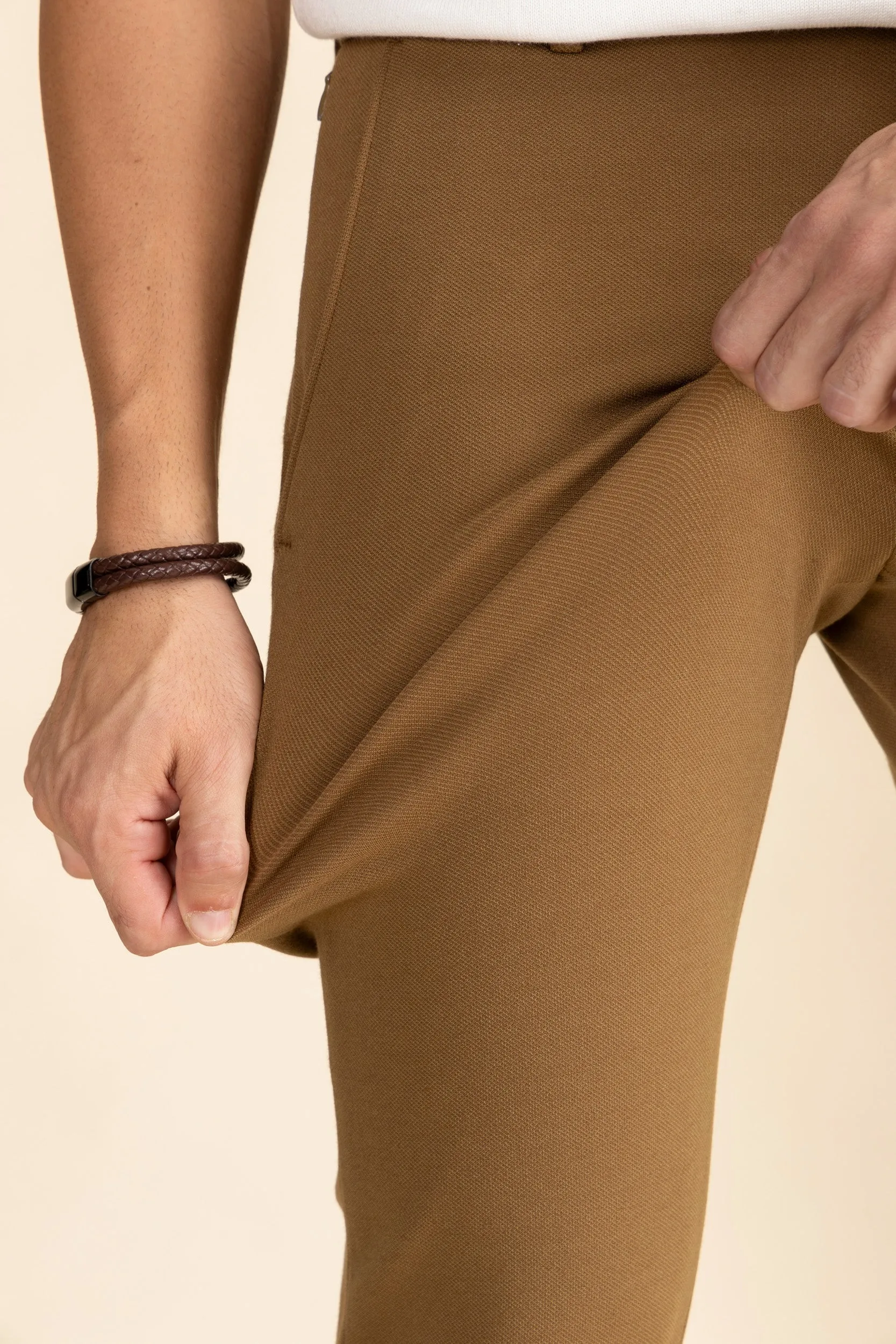Brown Zipper Pants - 4 way Jet-Setter