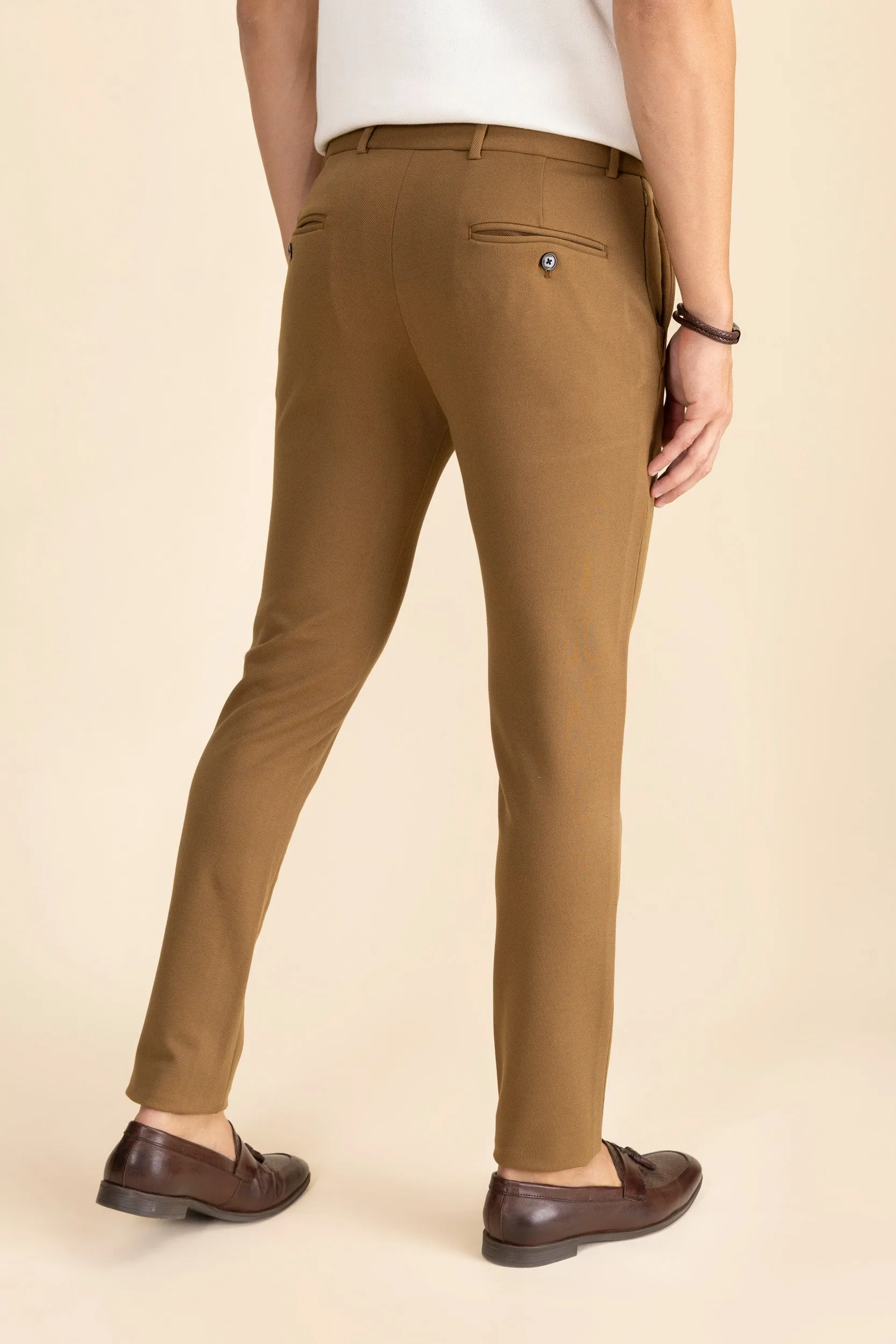 Brown Zipper Pants - 4 way Jet-Setter
