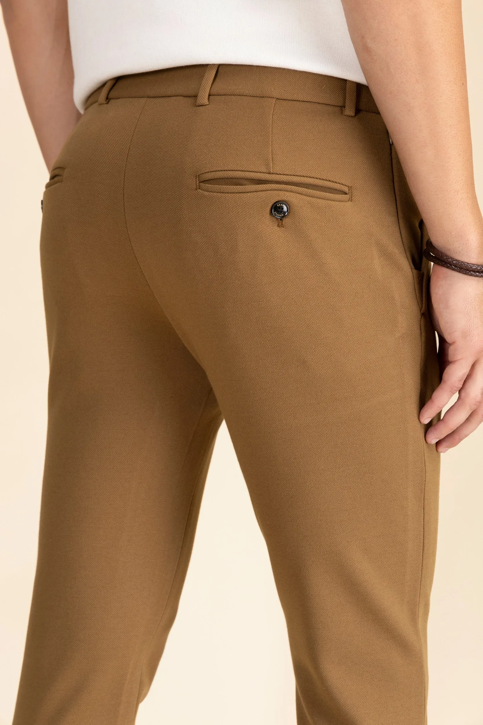 Brown Zipper Pants - 4 way Jet-Setter