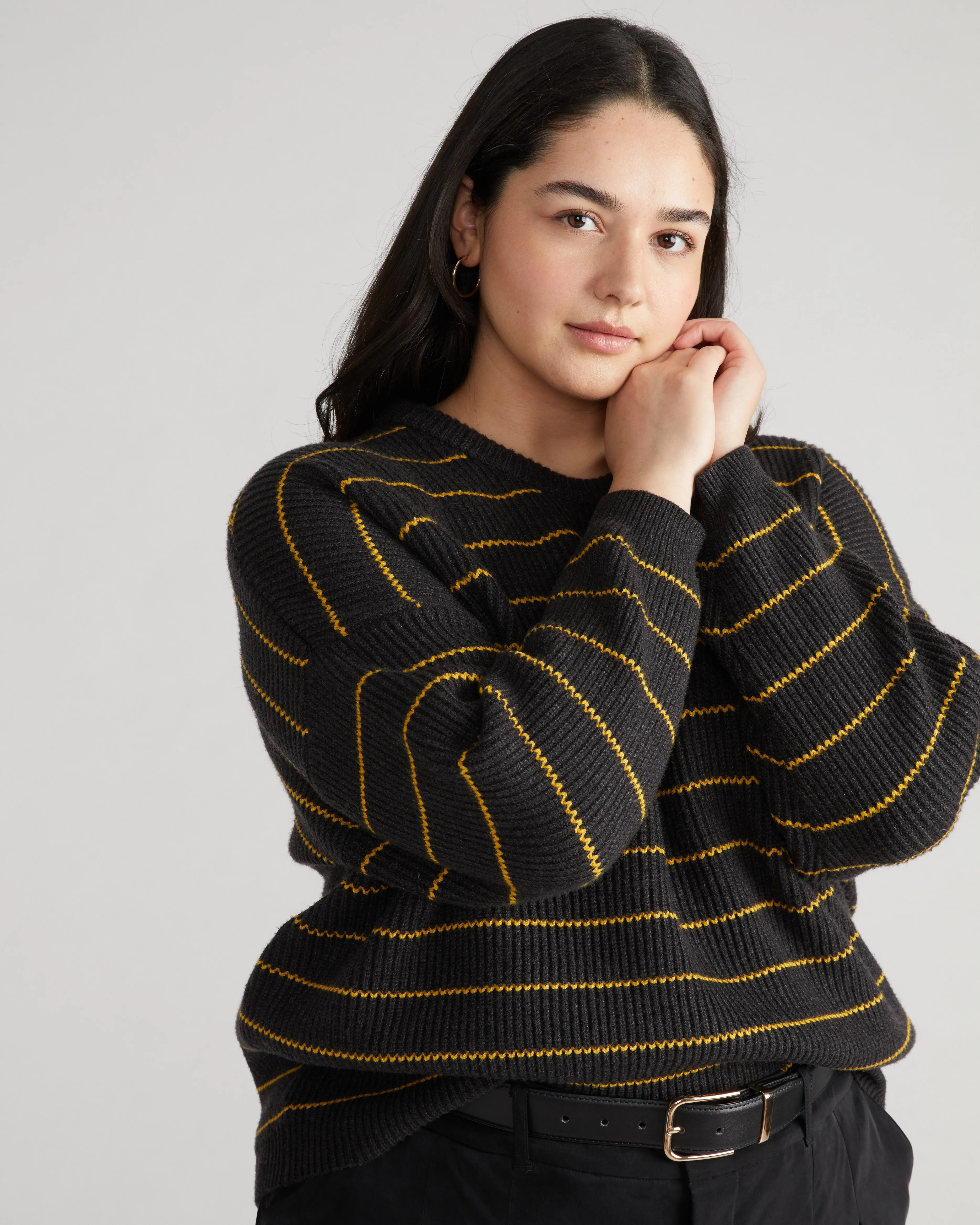 Bruno Sweater - Dark Ash/Gold Stripe