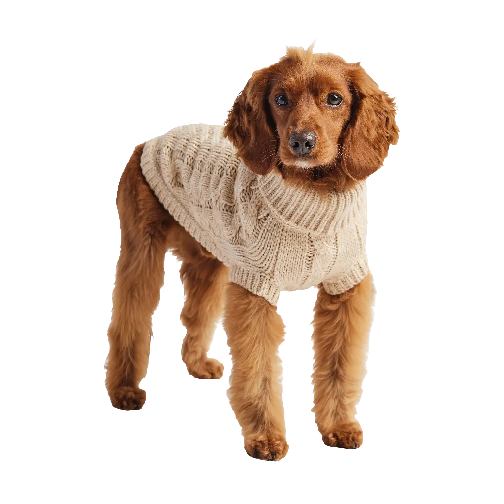 Chalet Sweater - Oatmeal | Cozy & Stylish Dog Knitwear 🐾❄️