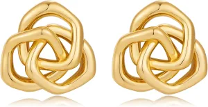 Chunky Geometric Flower Stud Earrings for Women Thick Boho Vintage Statement Gold Earrings Trendy Jewelry