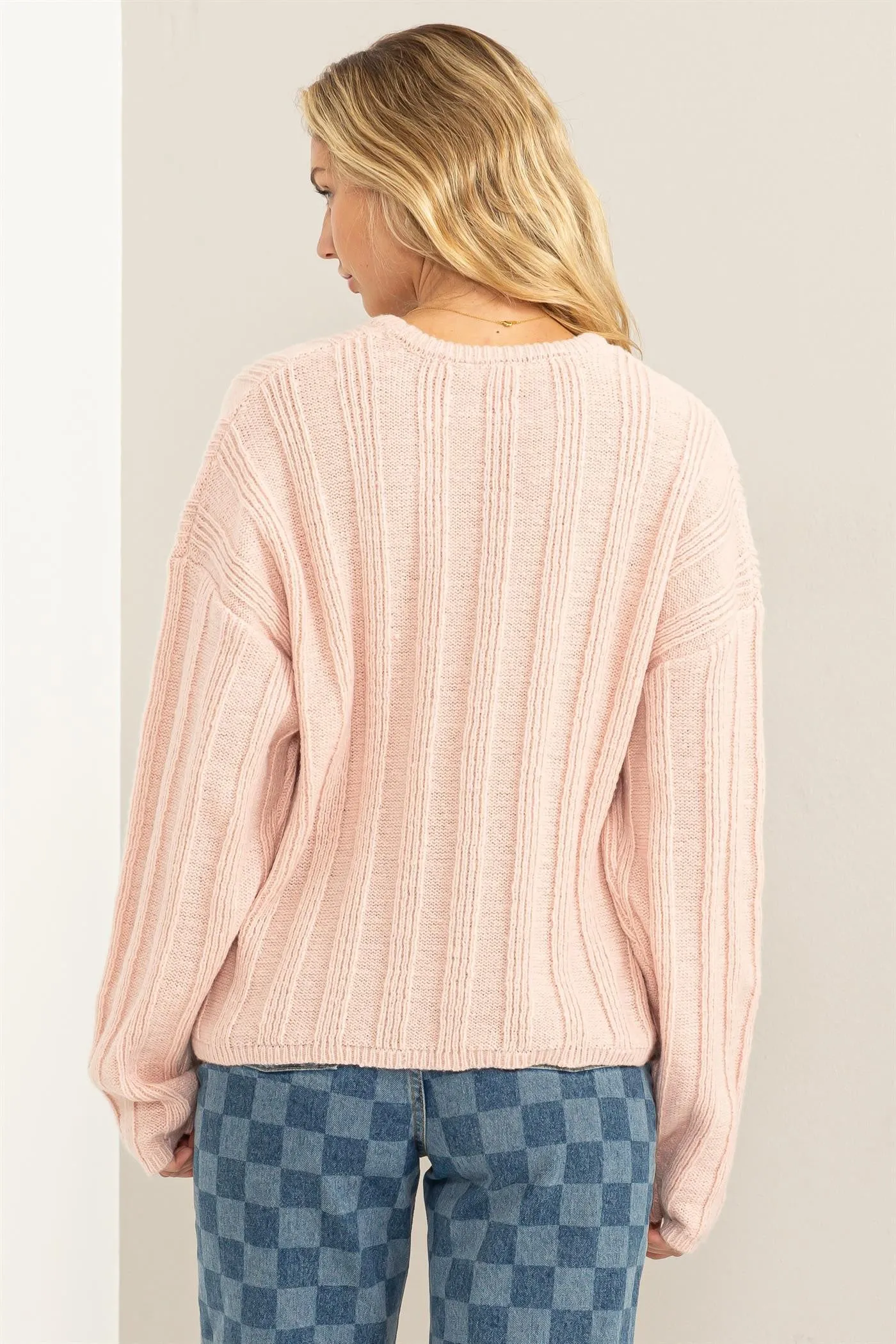 Chunky Ribbed Sweater in Dusty Pink