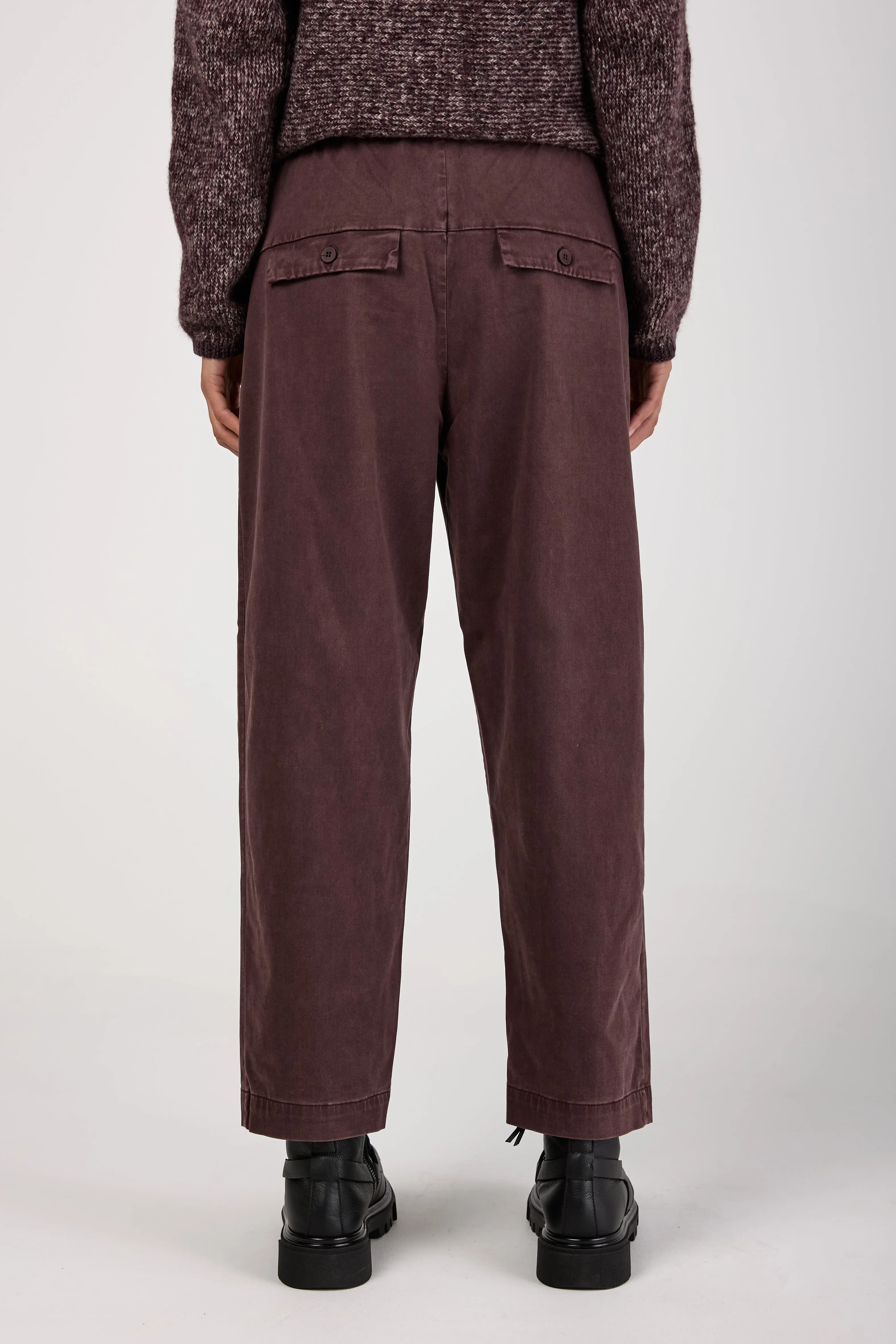 Comfort Viscose Cotton Stretch Trousers in Aubergine