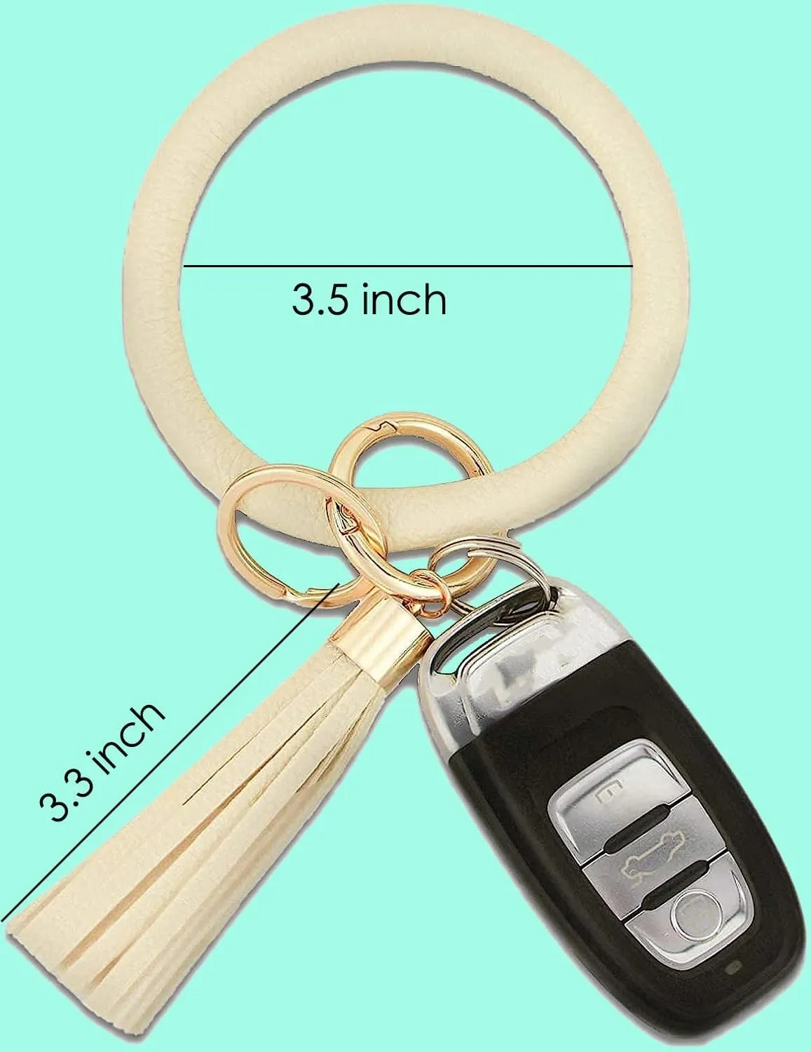 Coolcos Key Ring Bracelet Wristlet Keychain Bangle Keyring - Portable Leather Tassel Bracelet Keys Holder Women Gift
