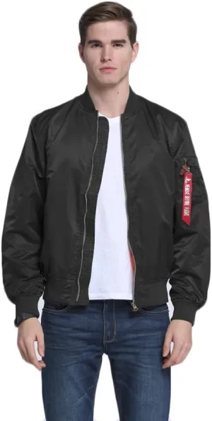 CORIRESHA Mens NASA Embroidery Badge Slim Fit Bomber Jackets Zipper Windbreaker