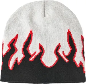 CORIRESHA Women Y2K Flame Beanie Knitted Hats Winter Fall Men Warm Skull Caps