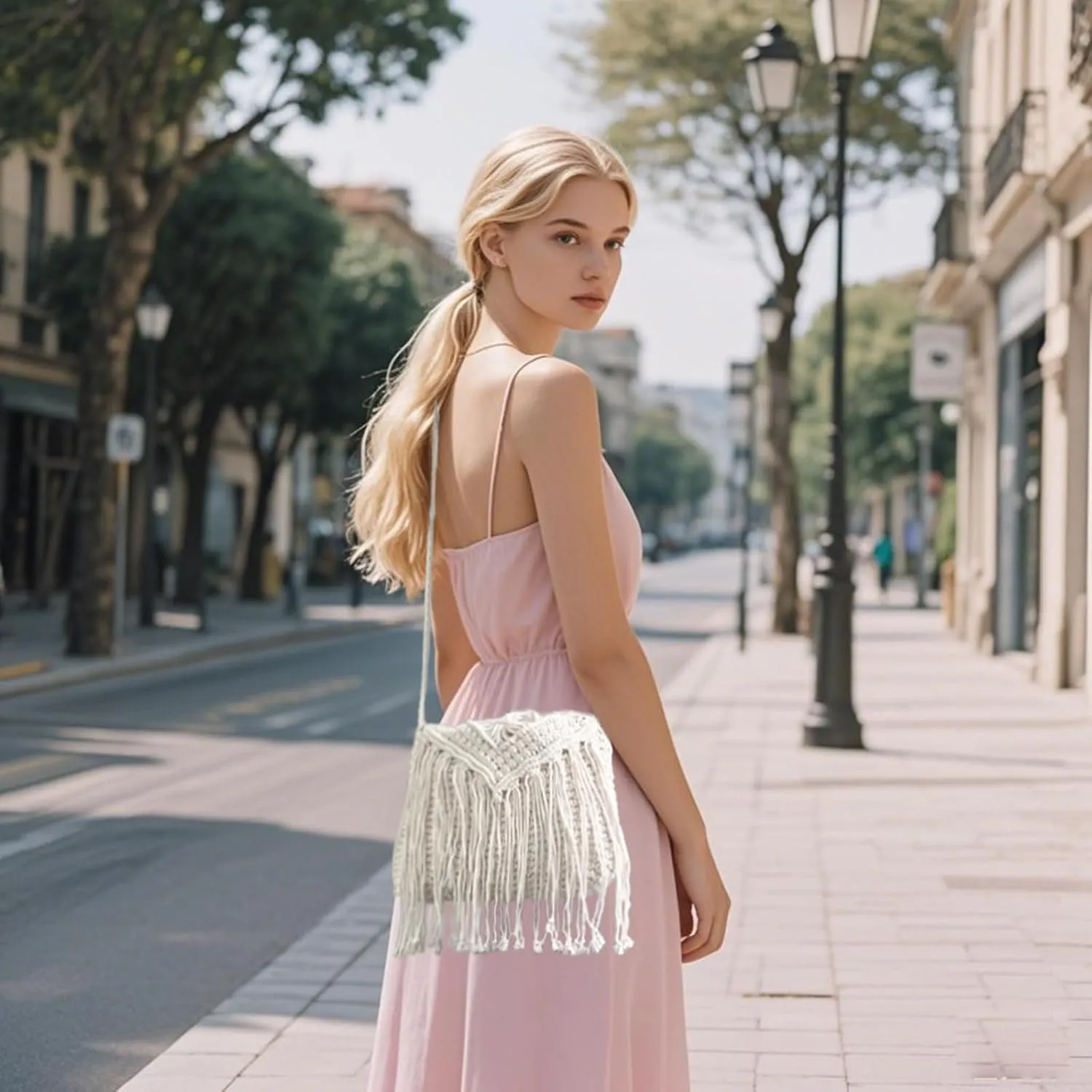 Eiyye Boho Crocheted Purses: Summer Beach Crossbody and Boho Shoulder Bags with Tassel