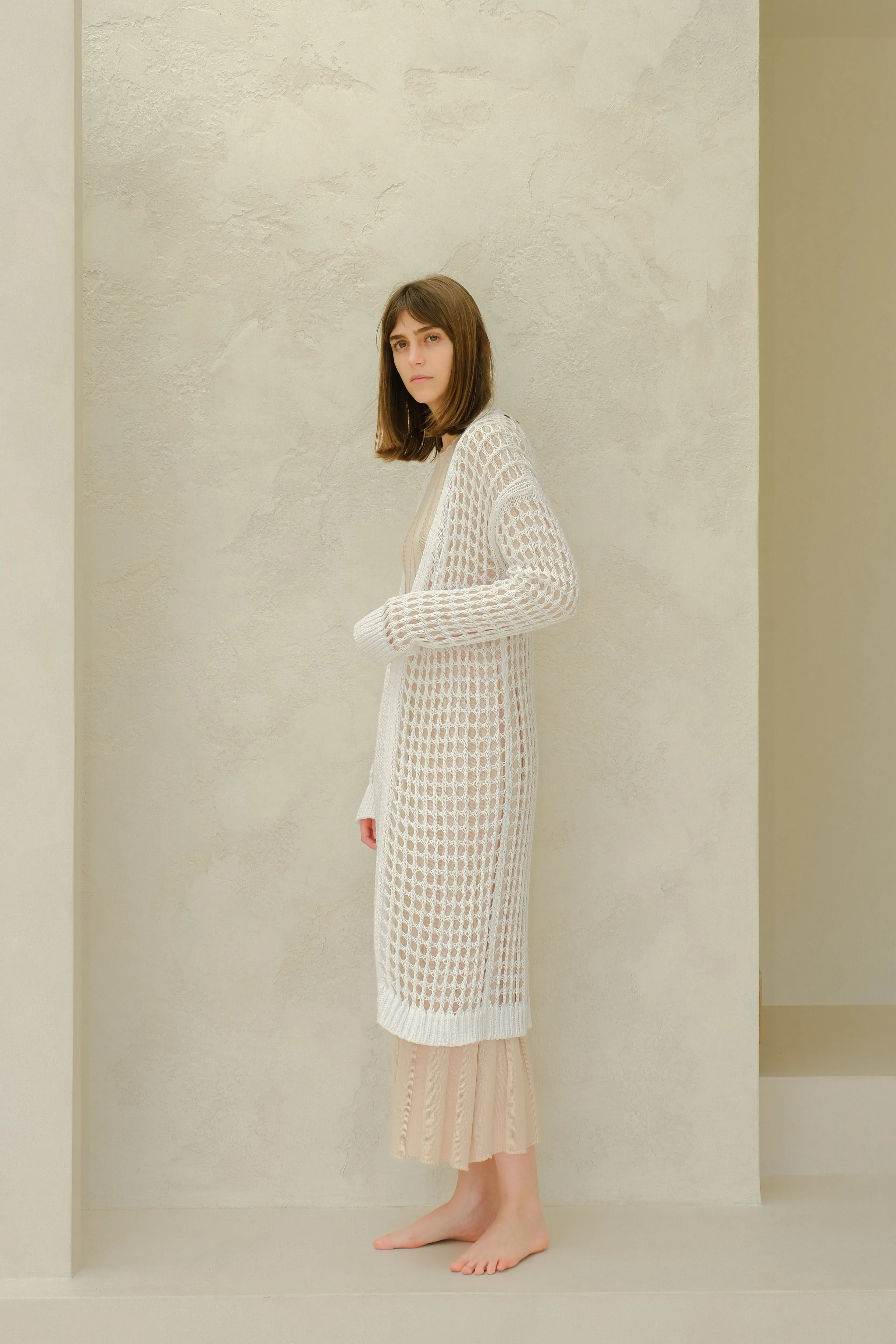Fine Cotton Crochet Maxi Cardigan