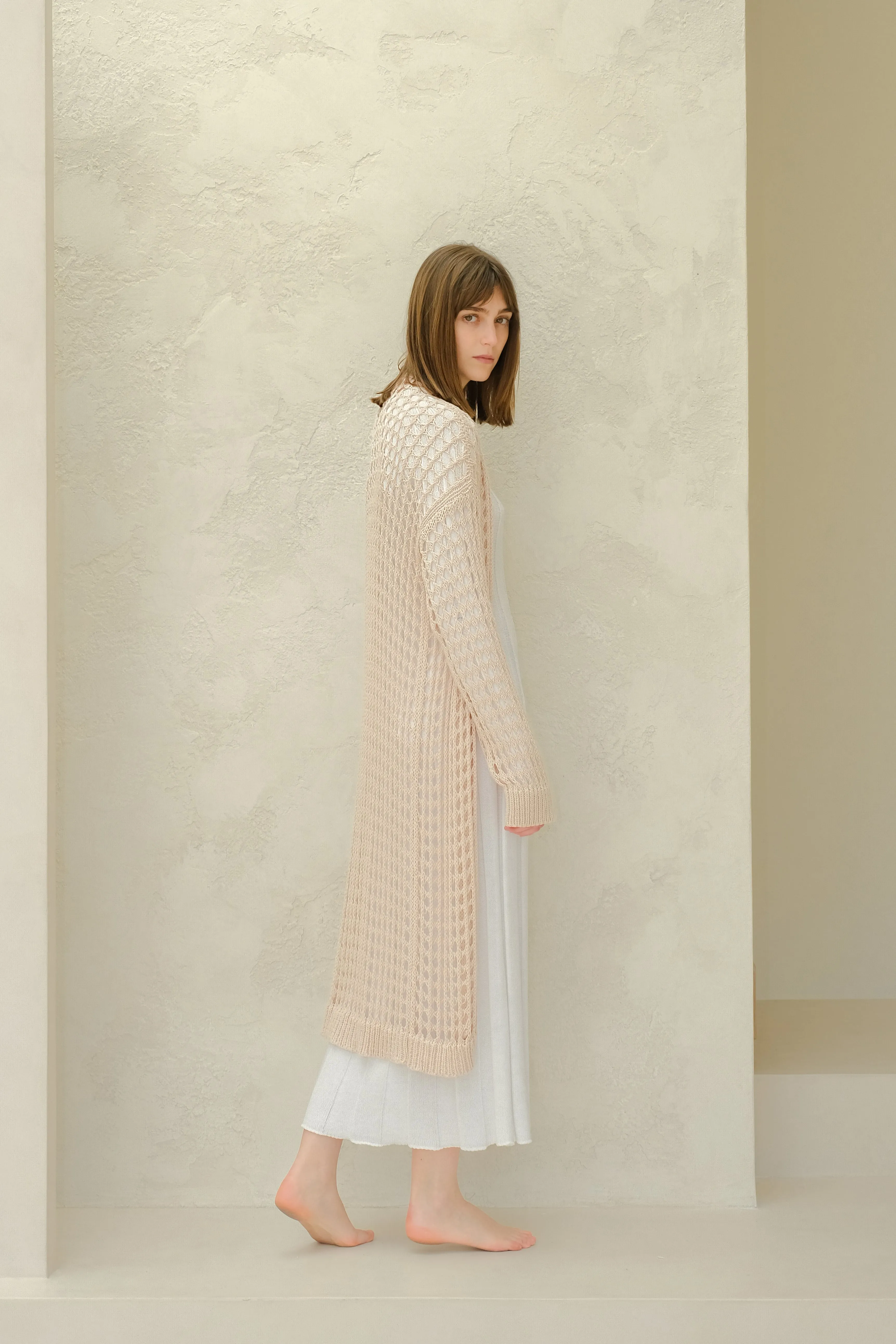 Fine Cotton Crochet Maxi Cardigan