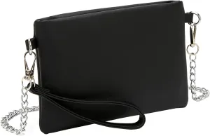 forestfish Black Clutch Purses for Women, Leather Small Crossbody Bags Evening Bags with Wrist Strap Shoulder Strap