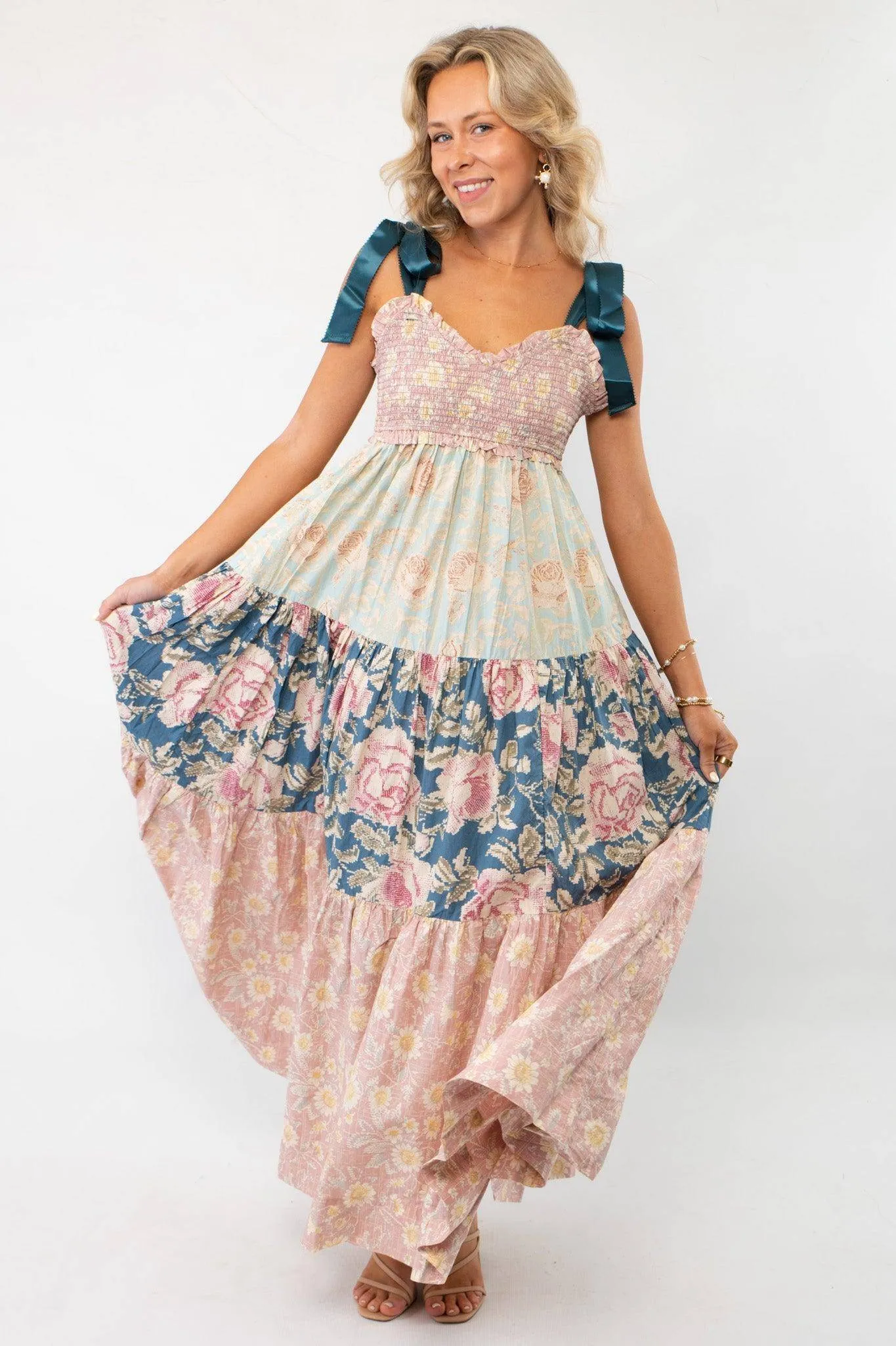 Free People Antique Combo Bluebell Maxi Dress