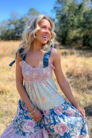 Free People Antique Combo Bluebell Maxi Dress