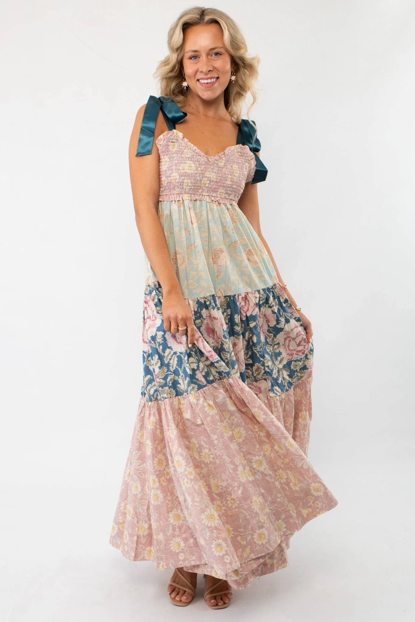Free People Antique Combo Bluebell Maxi Dress