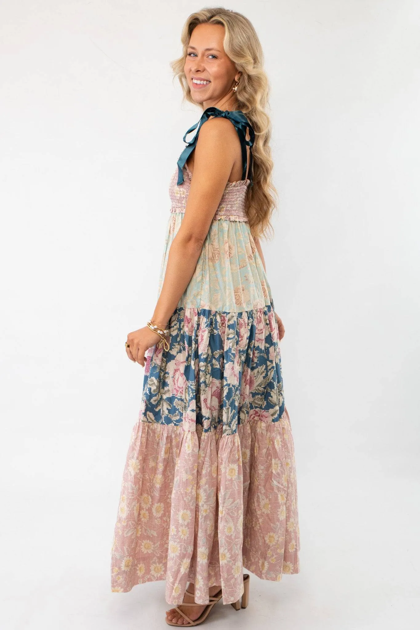 Free People Antique Combo Bluebell Maxi Dress