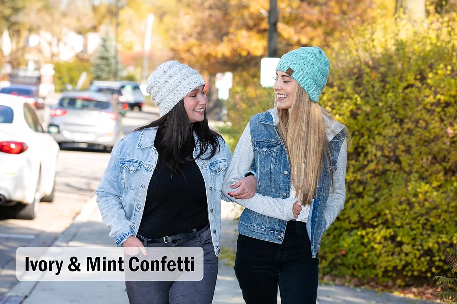 Funky Junque Premium Women's Cable Knit Winter Beanie Hat - Thick Warm Cozy - Classic Colors, Spring Pastels, Faded Blends