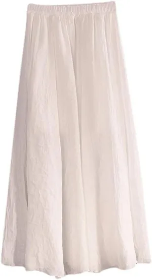 HGps8w Cotton Linen Maxi Skirt for Women - Casual Comfy Elastic Waiste Versatile Solid Color Ankle Length Skirts