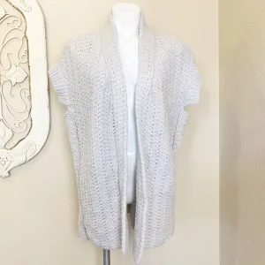 Inhabit | Women's Light Gray Knit Wool Blend Short Sleeve Open Cardigan Sweater | Size: S