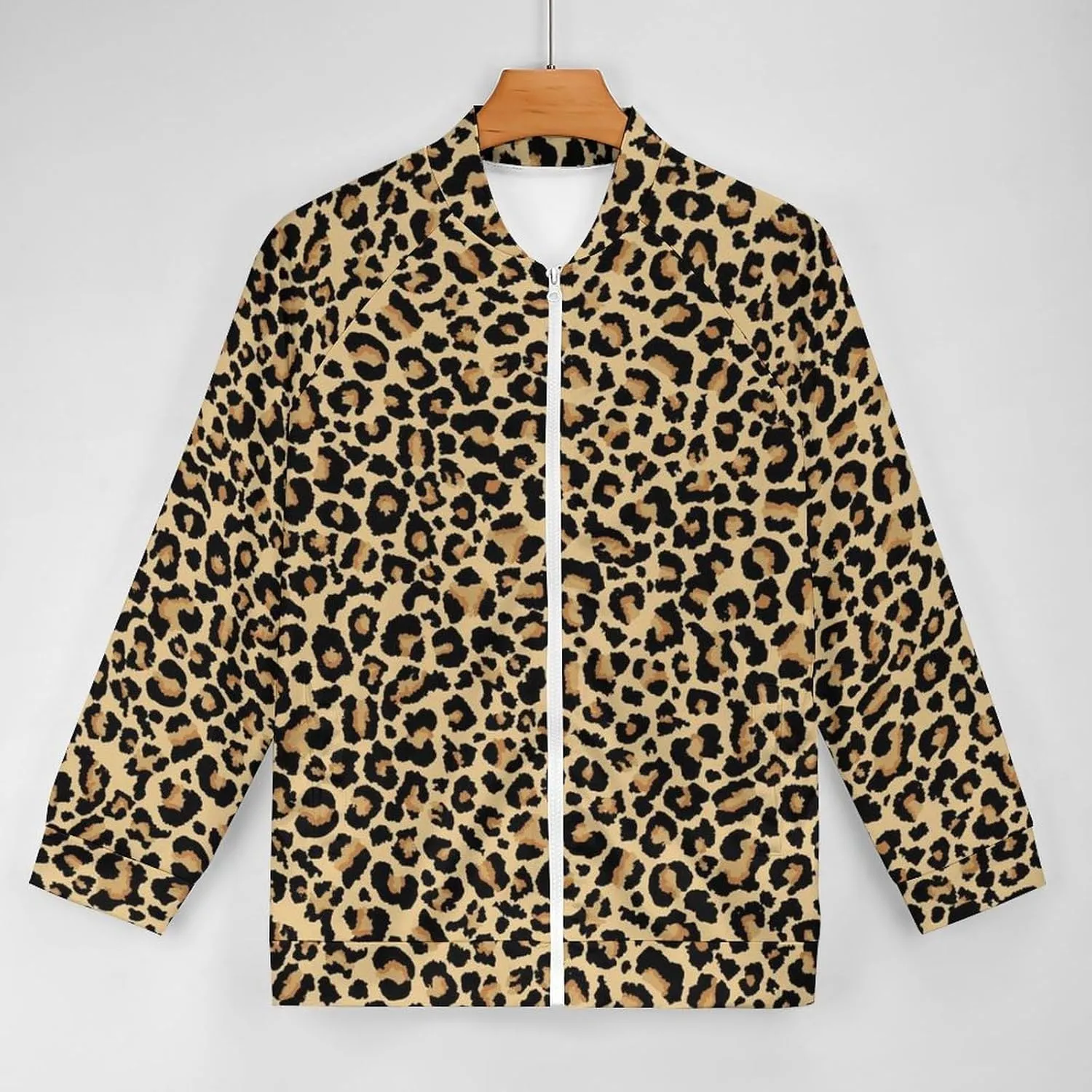 Jackets for Men - Leopard Print Casual Lightweight Zip Up Bomber Jacket Men Spring Fall Windbreaker