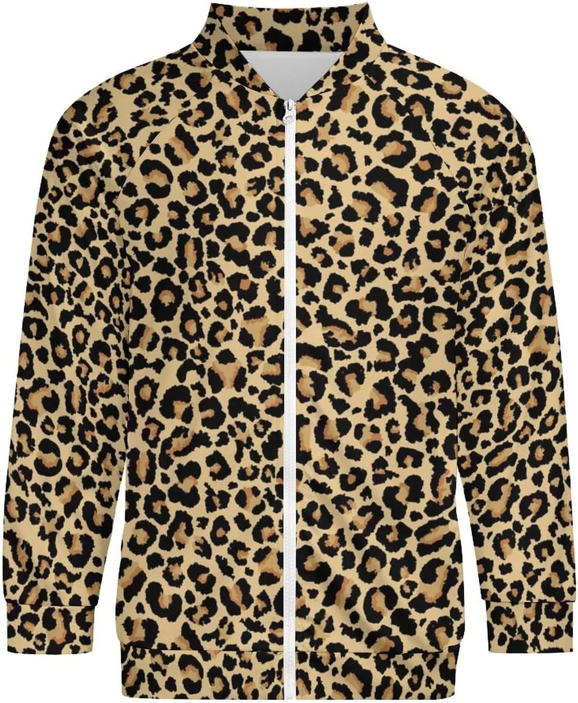 Jackets for Men - Leopard Print Casual Lightweight Zip Up Bomber Jacket Men Spring Fall Windbreaker