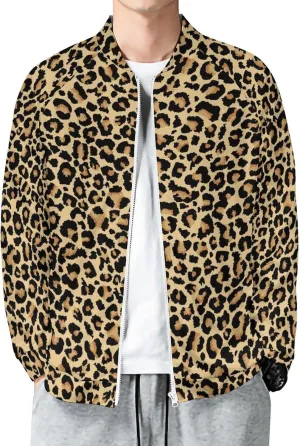 Jackets for Men - Leopard Print Casual Lightweight Zip Up Bomber Jacket Men Spring Fall Windbreaker