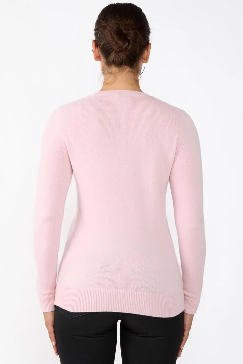 JENNIE LIU Womens 3-ply Cashmere Crewneck Sweater | Winter Cozy Cashmere Sweaters for Women