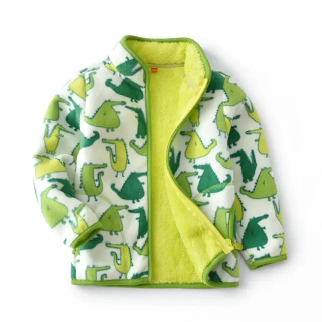 Kids Winter Fleece Thicken Warm Long Sleeve Wool Jacket - Green
