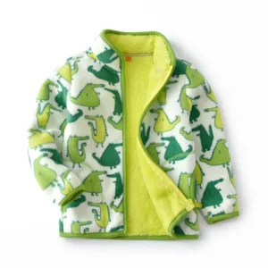 Kids Winter Fleece Thicken Warm Long Sleeve Wool Jacket - Green