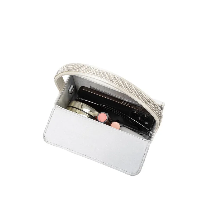 Liliana White Satin Jeweled Crossbody Bag