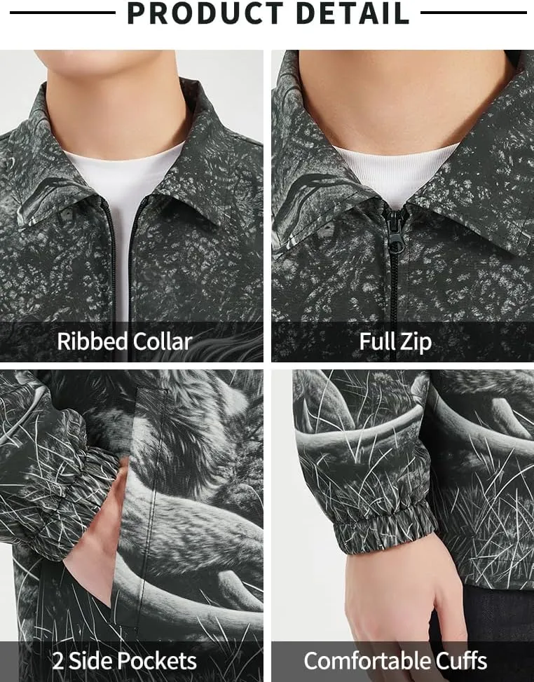 Men's Lightweight Jackets Collared Bomber Windbreaker Zip Up Shirt Jacket Vintage Varsity Golf Coat Jackets for Men