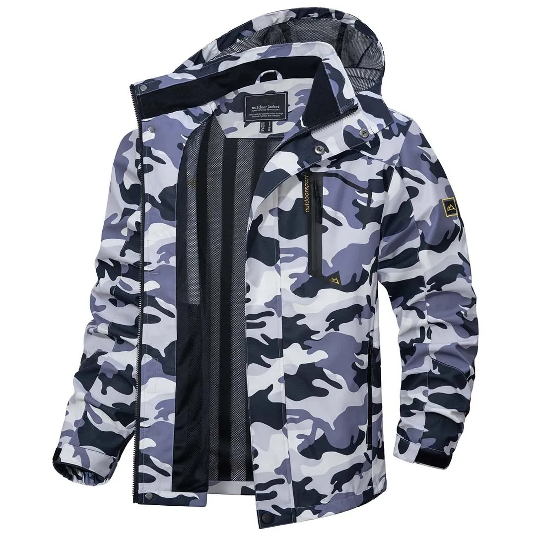 Men's Lightweight Waterproof Windproof Outdoor Hiking Jacket with Zipped Pockets