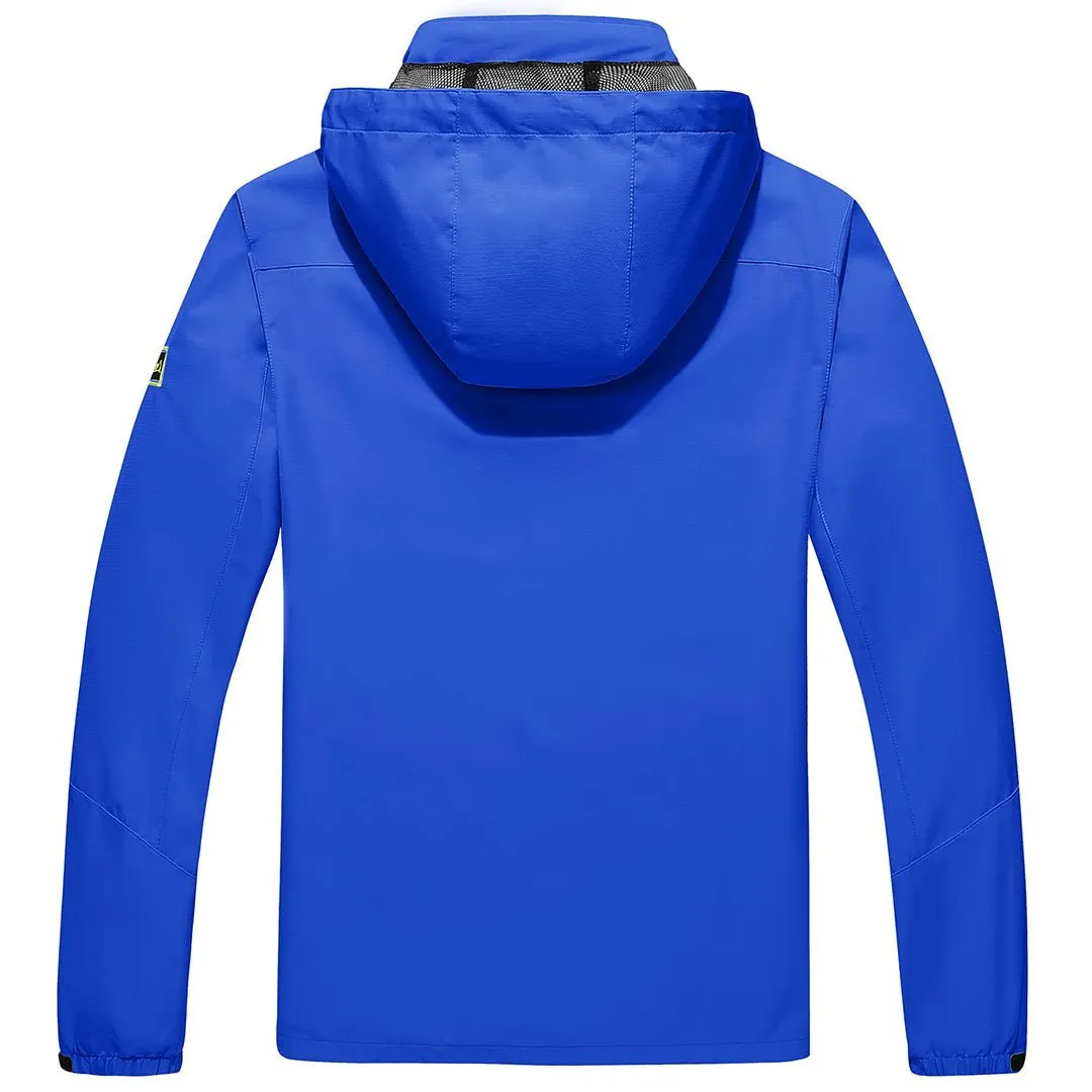 Men's Lightweight Waterproof Windproof Outdoor Hiking Jacket with Zipped Pockets