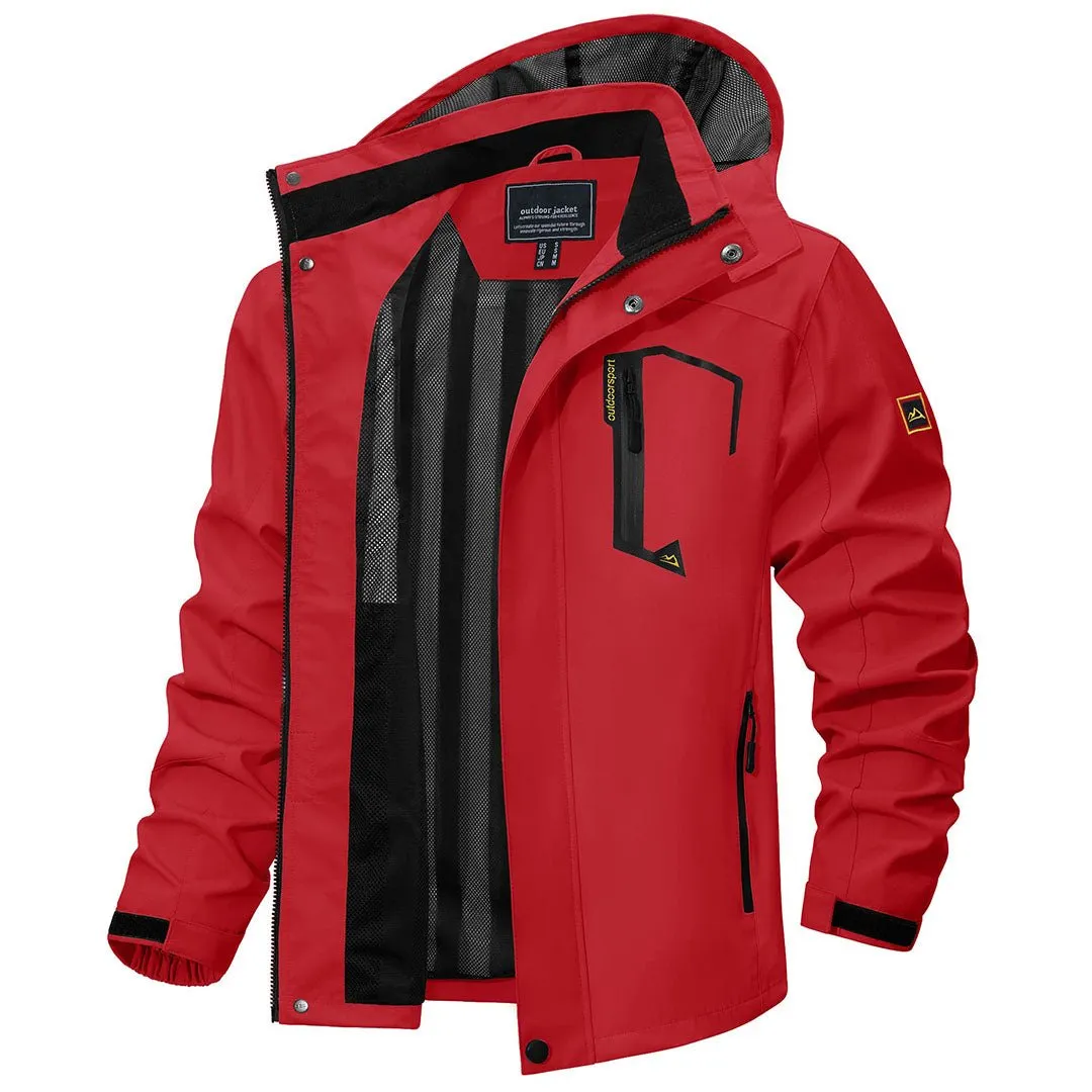 Men's Lightweight Waterproof Windproof Outdoor Hiking Jacket with Zipped Pockets