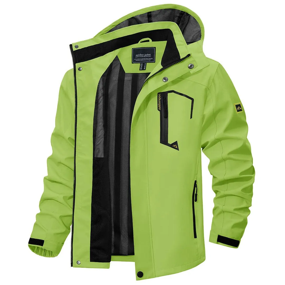 Men's Lightweight Waterproof Windproof Outdoor Hiking Jacket with Zipped Pockets