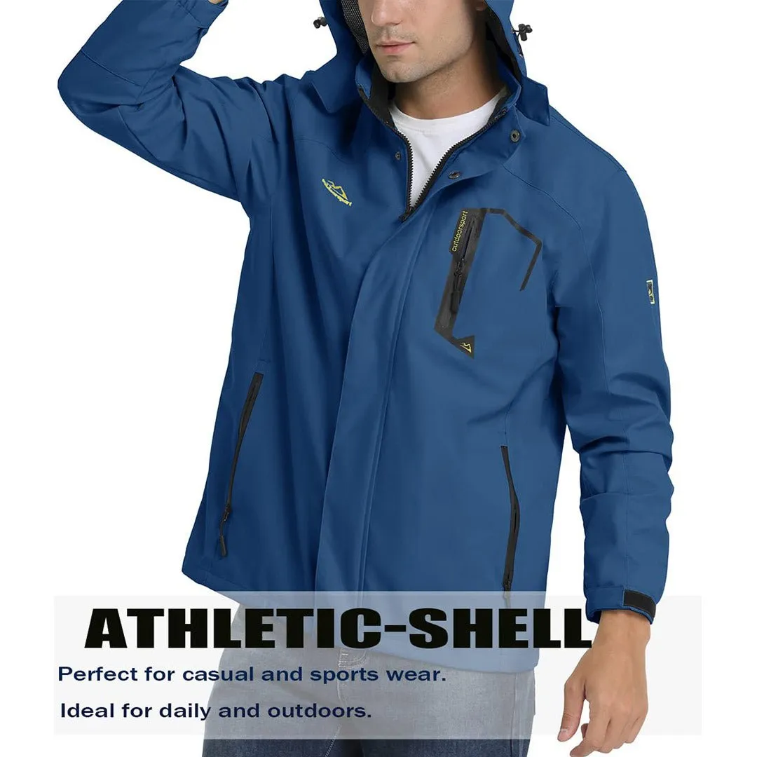 Men's Lightweight Waterproof Windproof Outdoor Hiking Jacket with Zipped Pockets