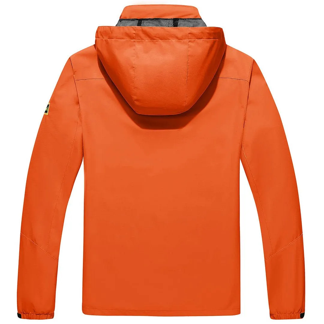 Men's Lightweight Waterproof Windproof Outdoor Hiking Jacket with Zipped Pockets