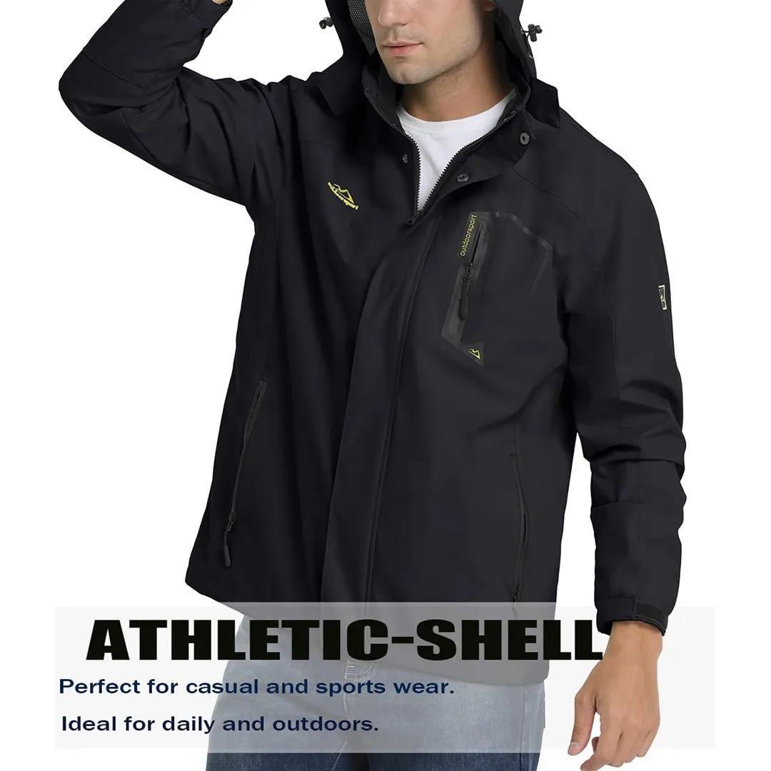 Men's Lightweight Waterproof Windproof Outdoor Hiking Jacket with Zipped Pockets
