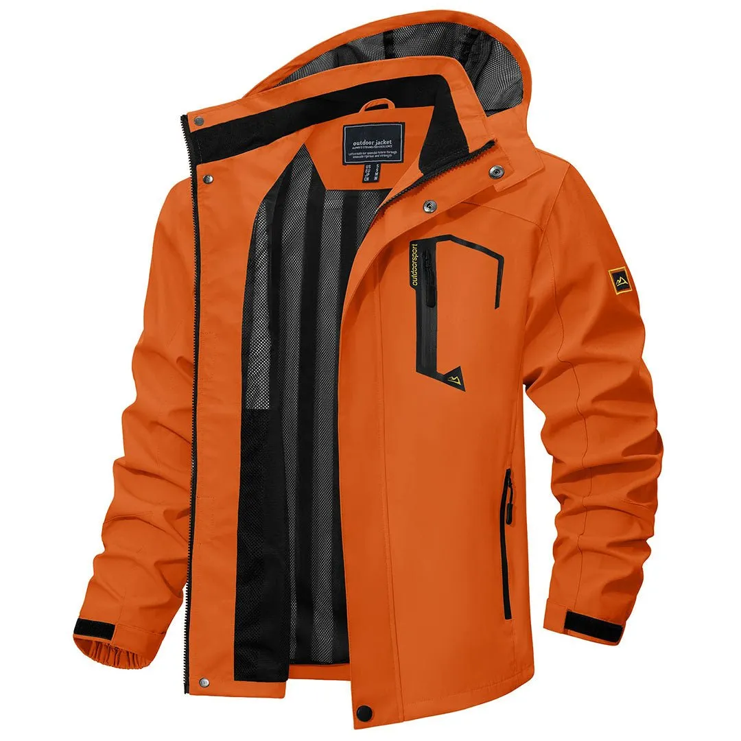 Men's Lightweight Waterproof Windproof Outdoor Hiking Jacket with Zipped Pockets