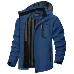Men's Lightweight Waterproof Windproof Outdoor Hiking Jacket with Zipped Pockets