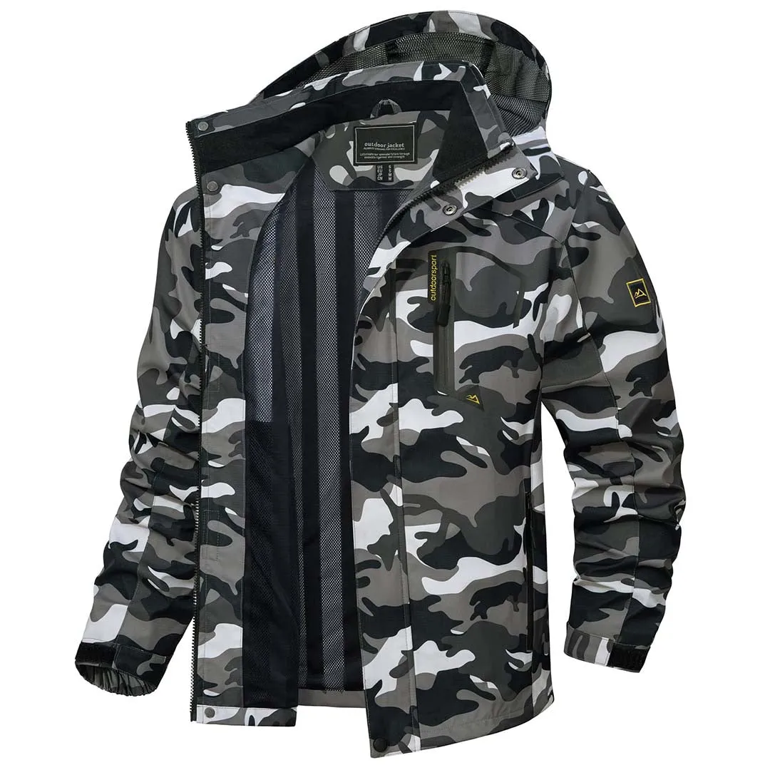 Men's Lightweight Waterproof Windproof Outdoor Hiking Jacket with Zipped Pockets